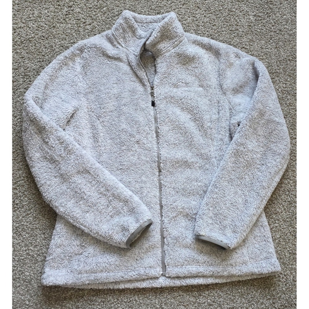 Eddie Bauer Womens Gray High Pile Plush Sherpa Fleece Full Zip Jacket Size L